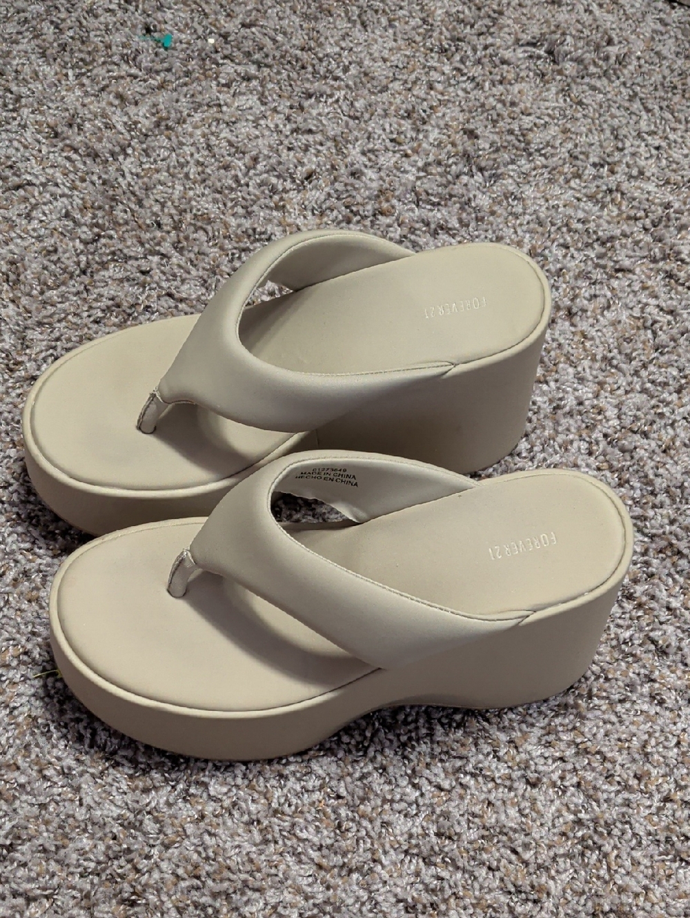 Forever 21 Beige Platform Thong Sandals - Women